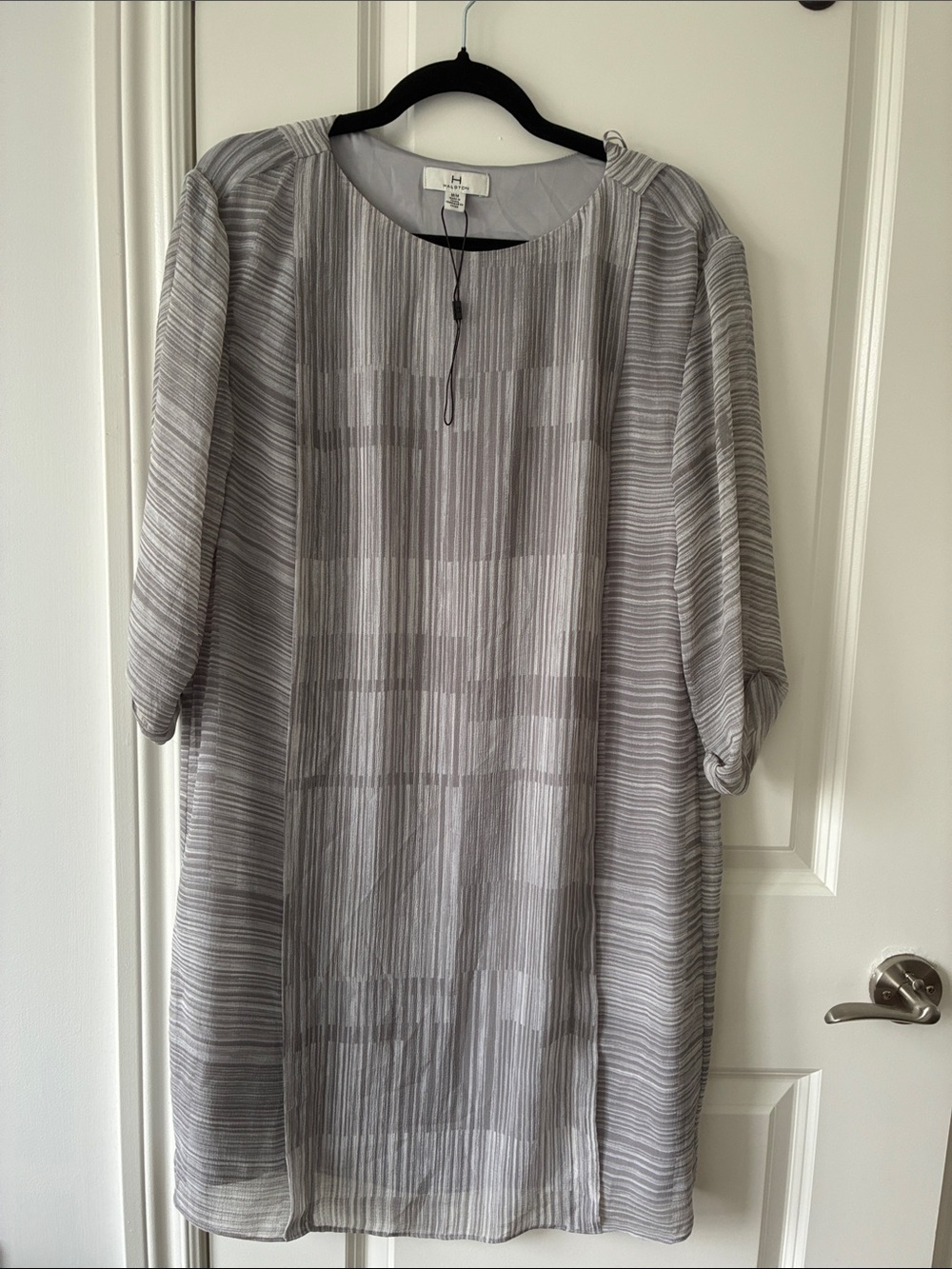 Halston Heritage Light Gray Striped shift summer Dress